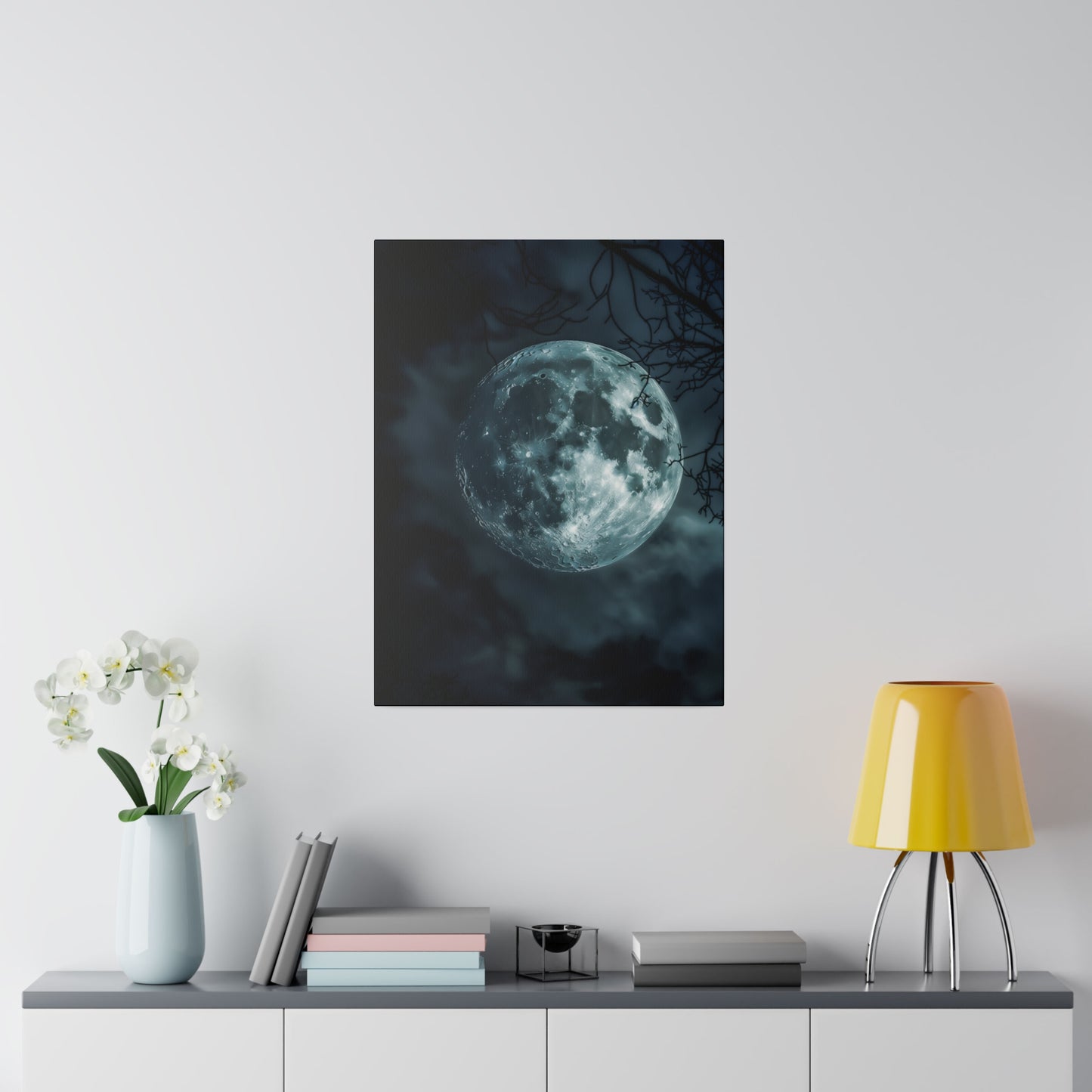 Lunar Whisper: Midnight Moon Canvas Art