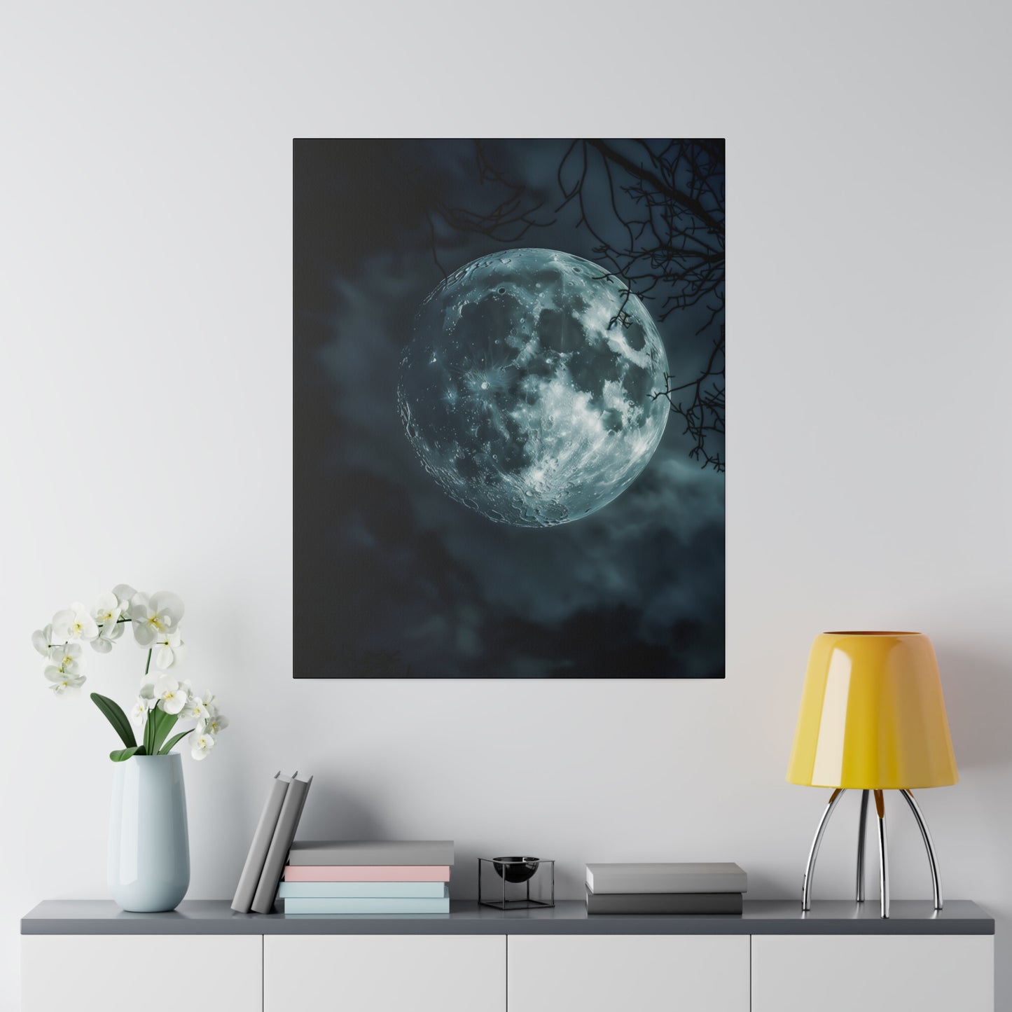 Lunar Whisper: Midnight Moon Canvas Art