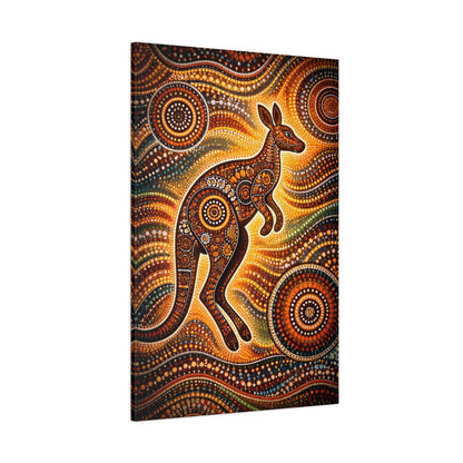 Kangaroo Aboriginal Dot Art Canvas Print – Warm Boho Wall Decor Canvas image 59