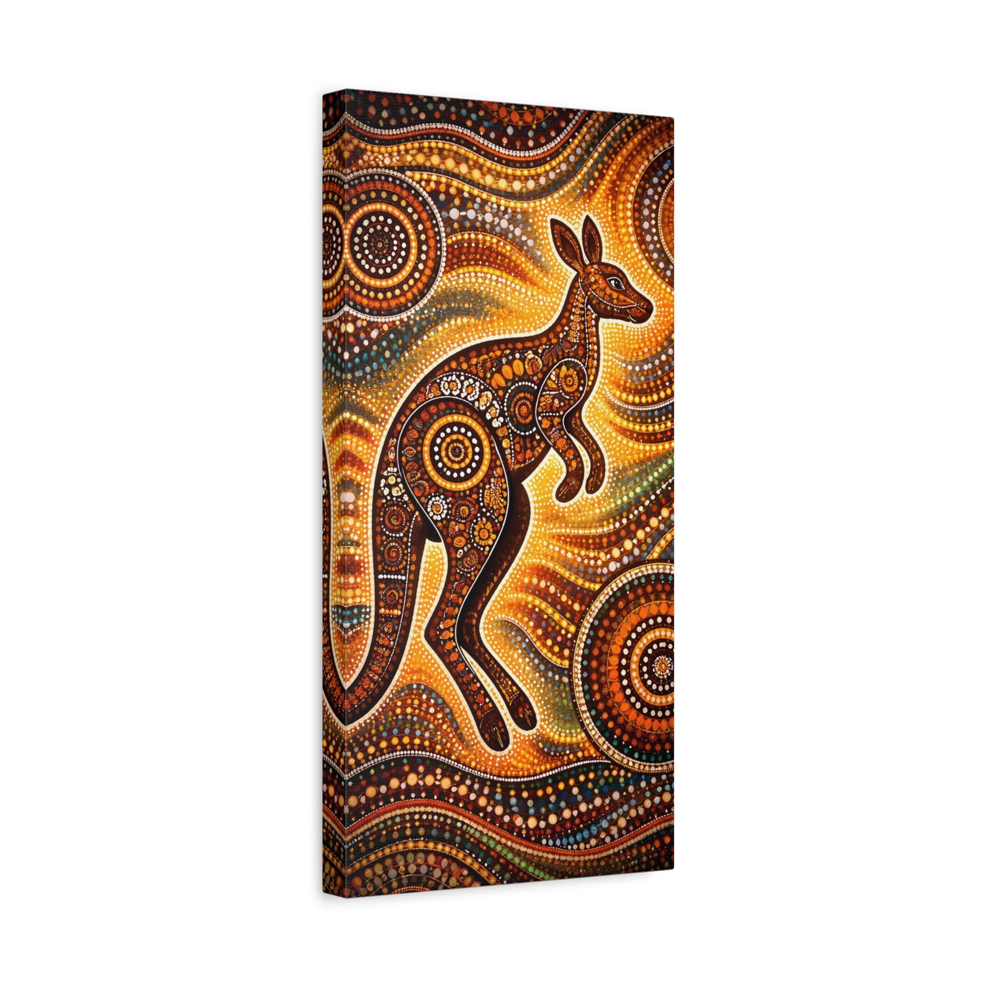 Kangaroo Aboriginal Dot Art Canvas Print – Warm Boho Wall Decor Canvas image 23