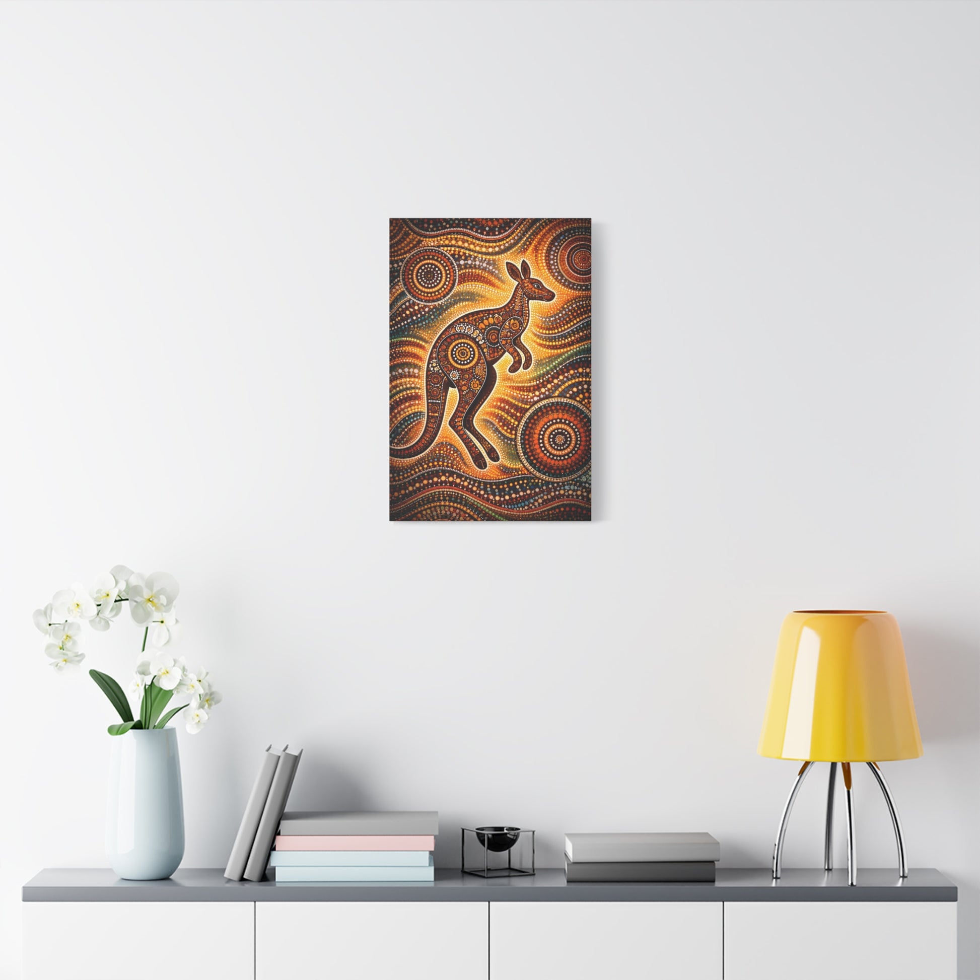 Kangaroo Aboriginal Dot Art Canvas Print – Warm Boho Wall Decor Canvas image 39