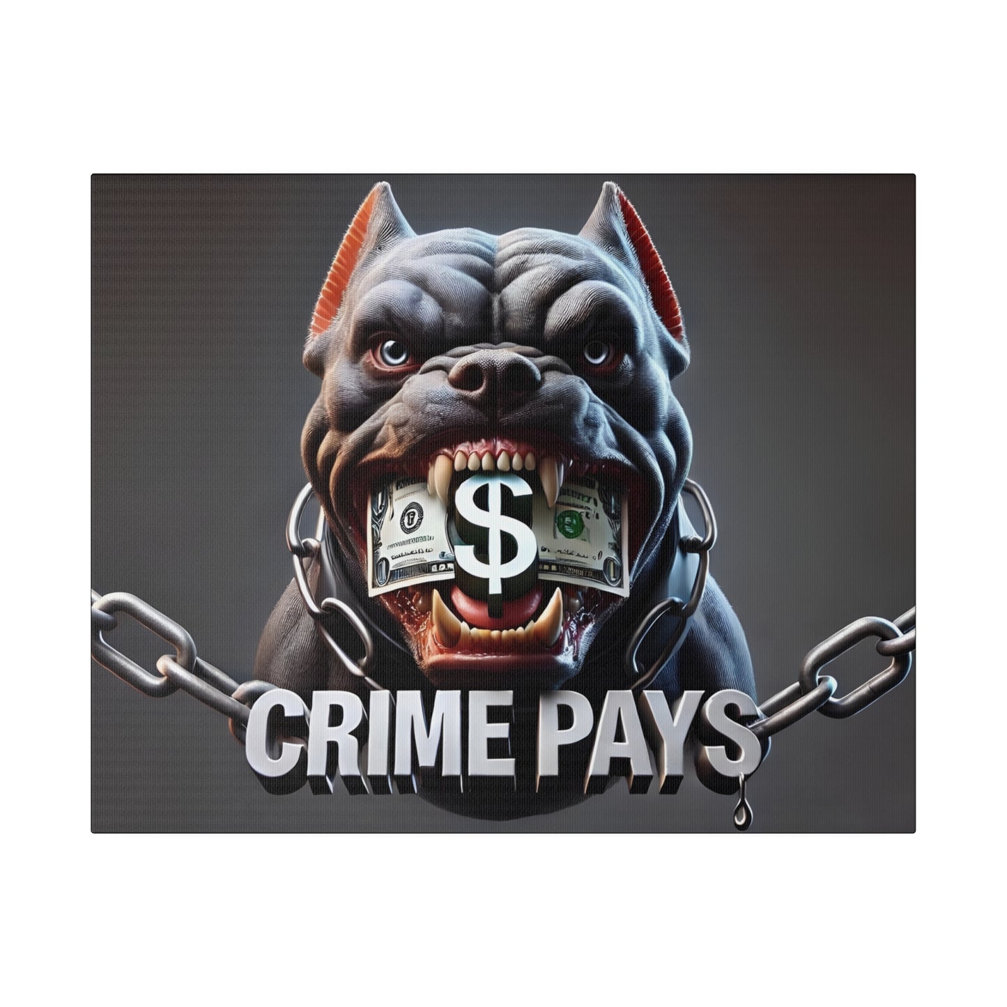 Crime Pays Pitbull Canvas: Fierce and Edgy 4K Artwork