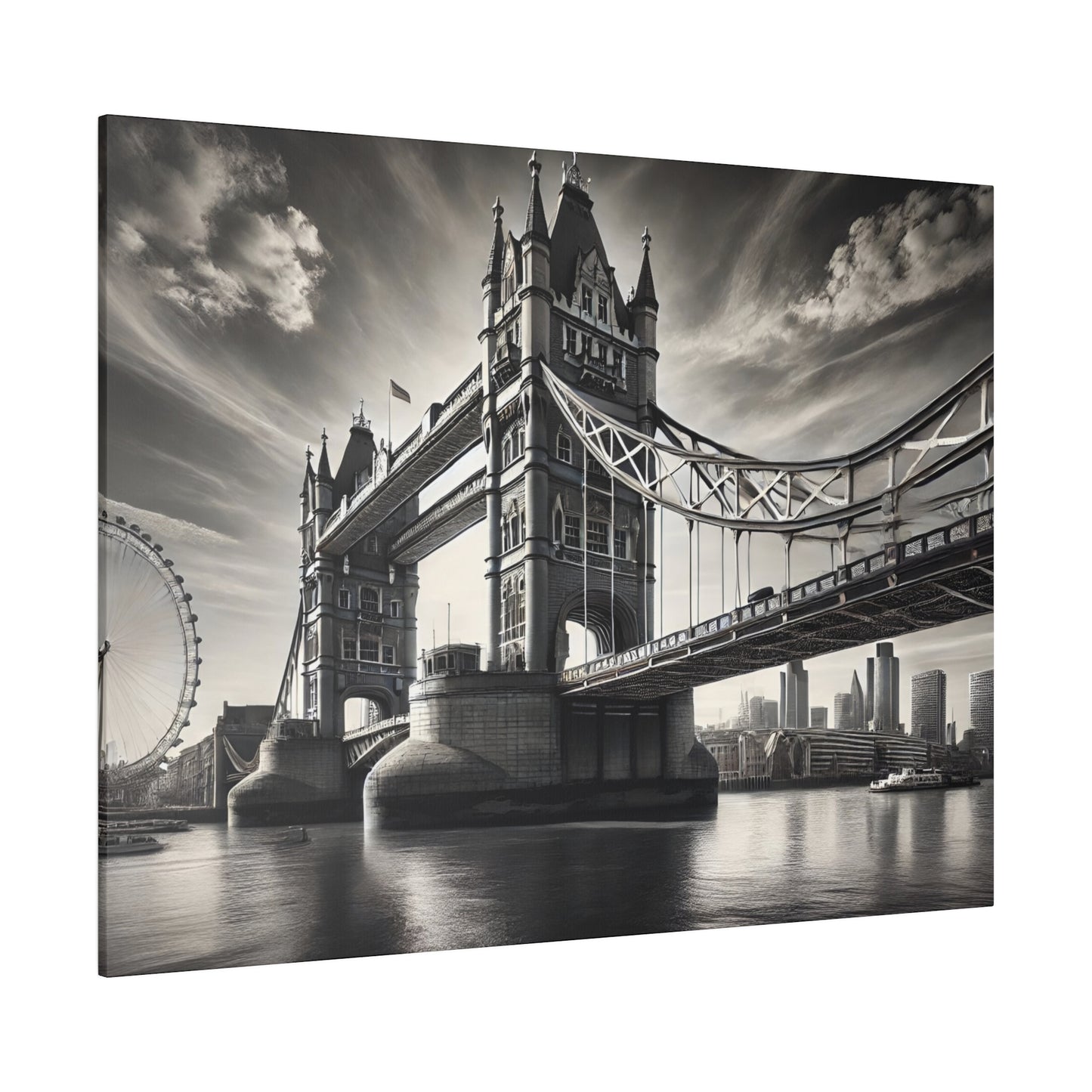 Black and White 4K Canvas: Hyper-Realistic London Bridge