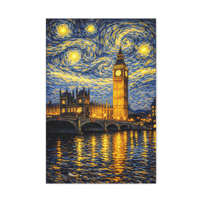 Big Ben Beneath a Starry Sky – Van Gogh Inspired Canvas Print in Van Gogh style canvas art, product image 10 of 64