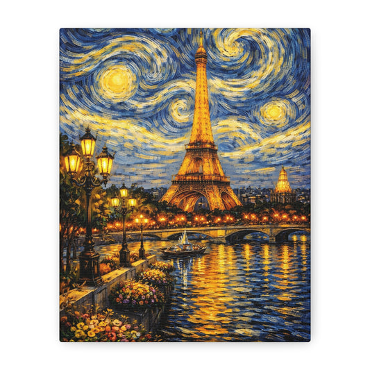 Paris in a Starry Dream – Eiffel Tower Van Gogh Inspired Canvas Print in Van Gogh style canvas art, product image 1 of 64