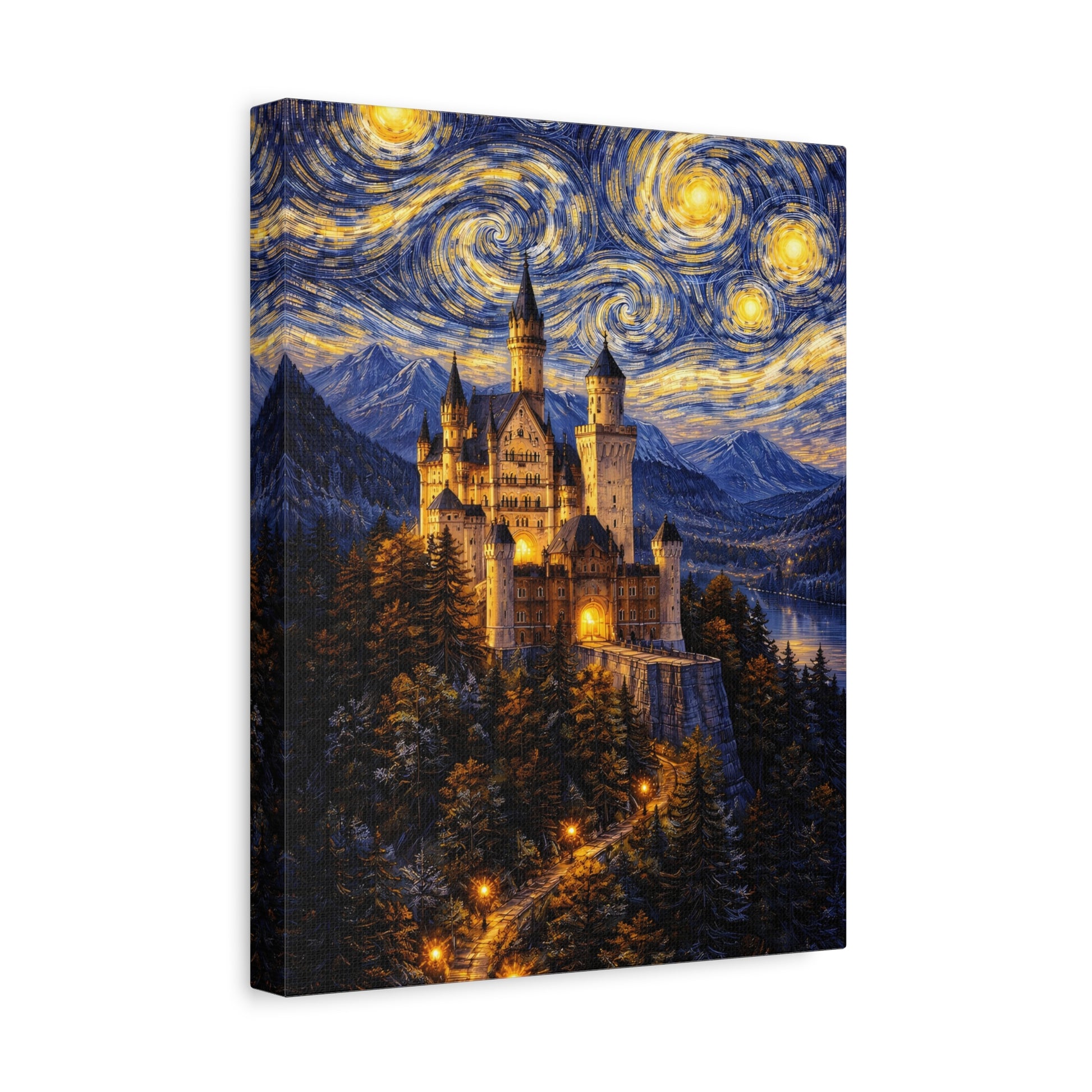 Neuschwanstein Castle Under a Starry Sky – Van Gogh Inspired canvas wall art, product image 21 of 56