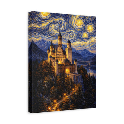 Neuschwanstein Castle Under a Starry Sky – Van Gogh Inspired canvas wall art, product image 21 of 56