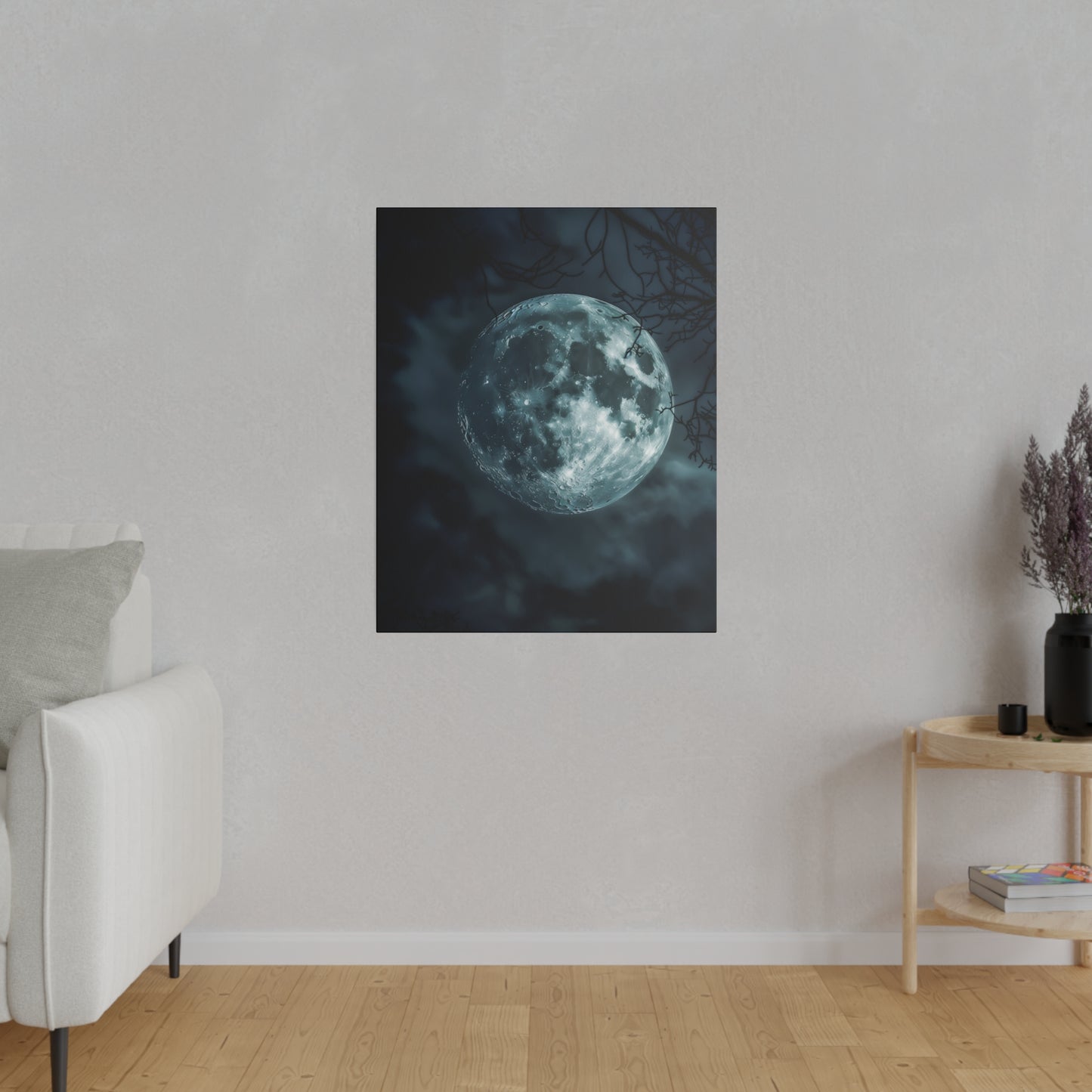 Lunar Whisper: Midnight Moon Canvas Art