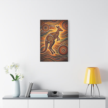 Kangaroo Aboriginal Dot Art Canvas Print – Warm Boho Wall Decor Canvas image 48