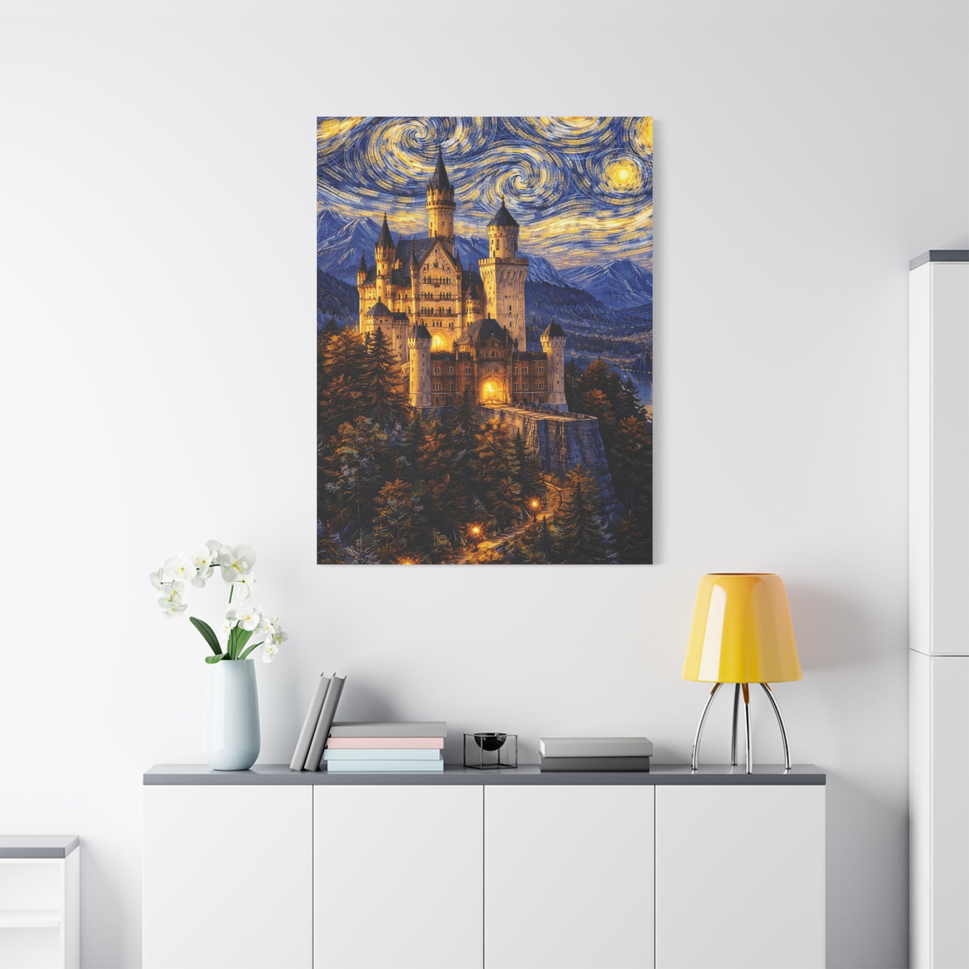Neuschwanstein Castle Under a Starry Sky – Van Gogh Inspired canvas wall art, product image 55 of 56
