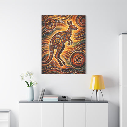 Kangaroo Aboriginal Dot Art Canvas Print – Warm Boho Wall Decor Canvas image 63