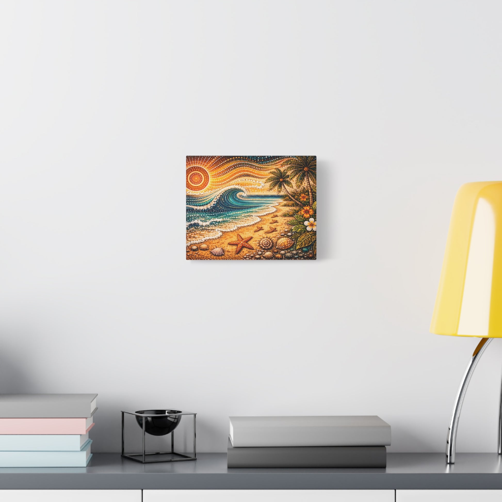 Tropical Beach Canvas Wall Art — Colorful Seascape with Palm Trees & Shells Canvas image 20