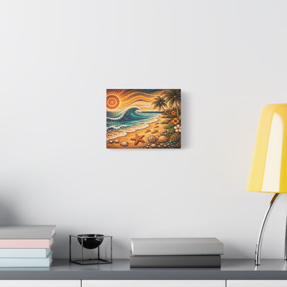 Tropical Beach Canvas Wall Art — Colorful Seascape with Palm Trees & Shells Canvas image 20