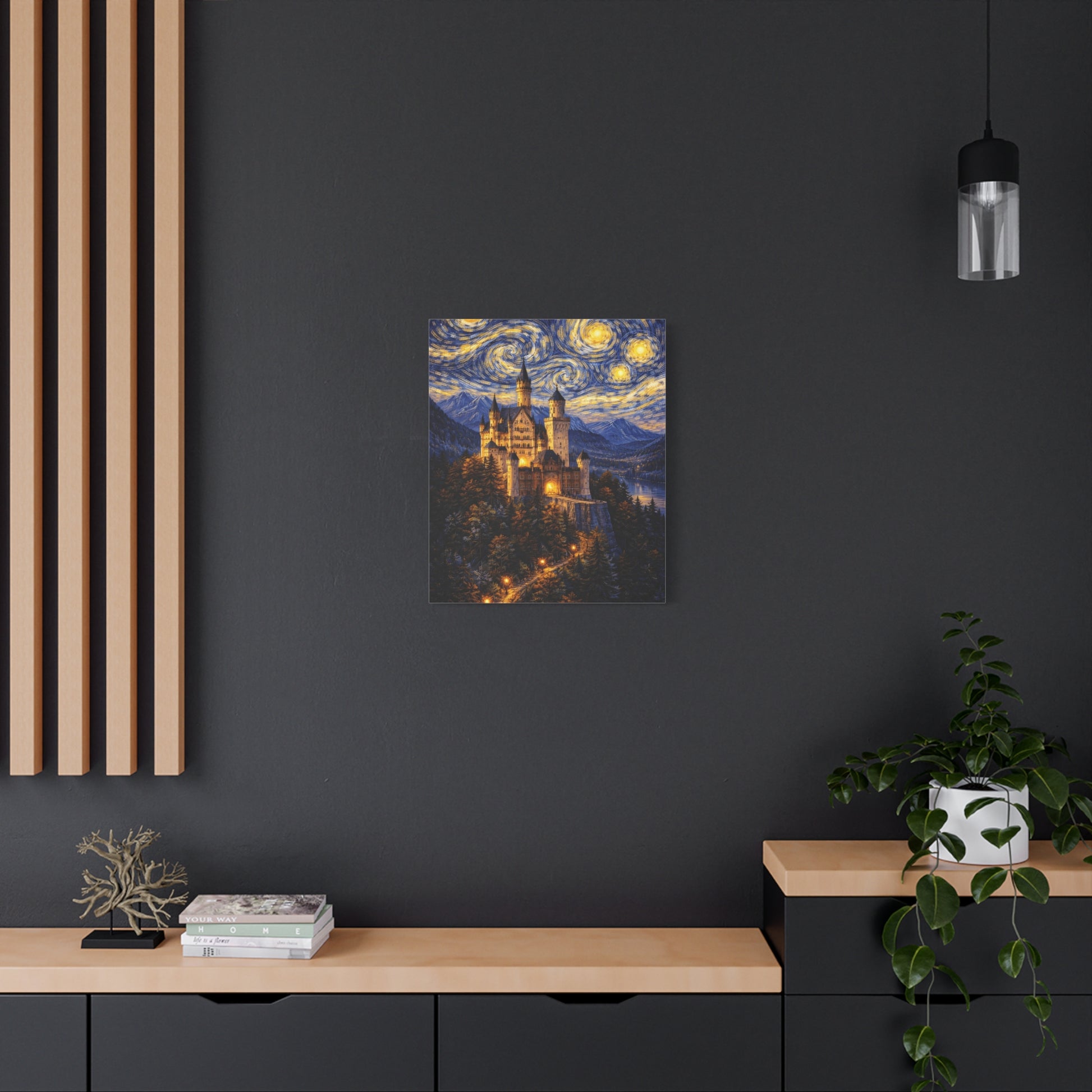 Neuschwanstein Castle Under a Starry Sky – Van Gogh Inspired canvas wall art, product image 44 of 56