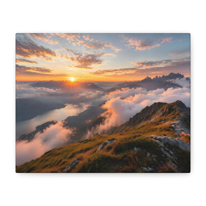 Golden Summit Above the Clouds Canvas Canvas image 1