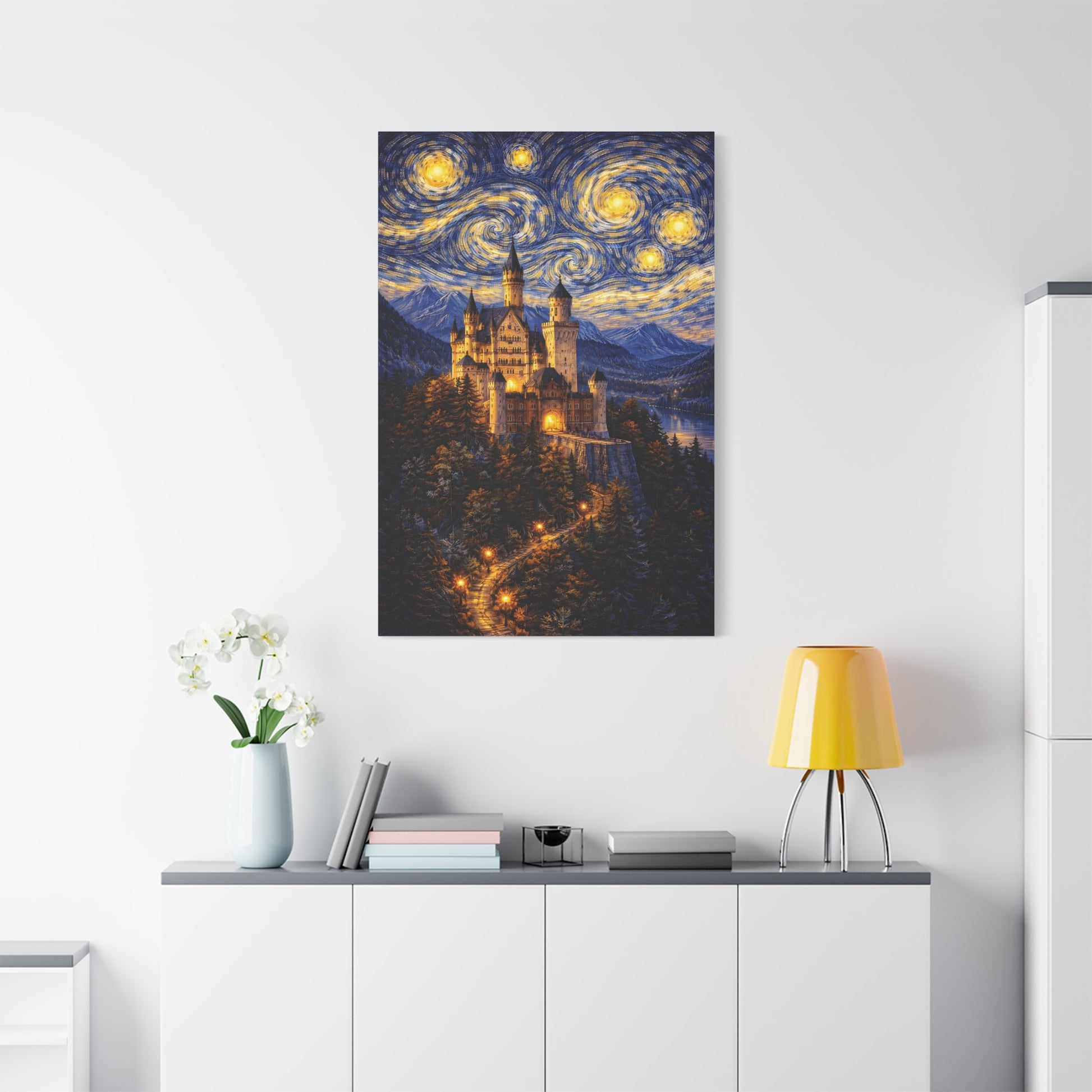 Neuschwanstein Castle Under a Starry Sky – Van Gogh Inspired canvas wall art, product image 52 of 56
