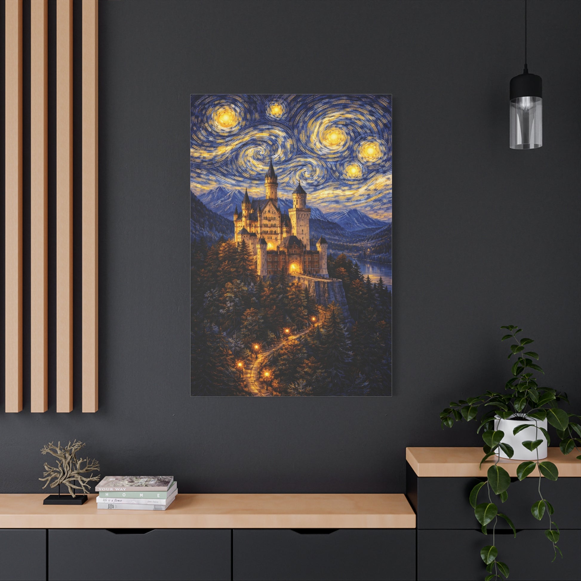 Neuschwanstein Castle Under a Starry Sky – Van Gogh Inspired canvas wall art, product image 53 of 56