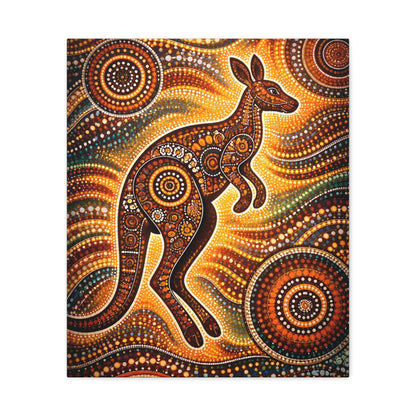 Kangaroo Aboriginal Dot Art Canvas Print – Warm Boho Wall Decor Canvas image 10