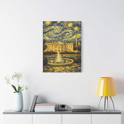 The White House Beneath a Starry Sky – Van Gogh Inspired Canvas Print in Van Gogh style canvas art, product image 55 of 68