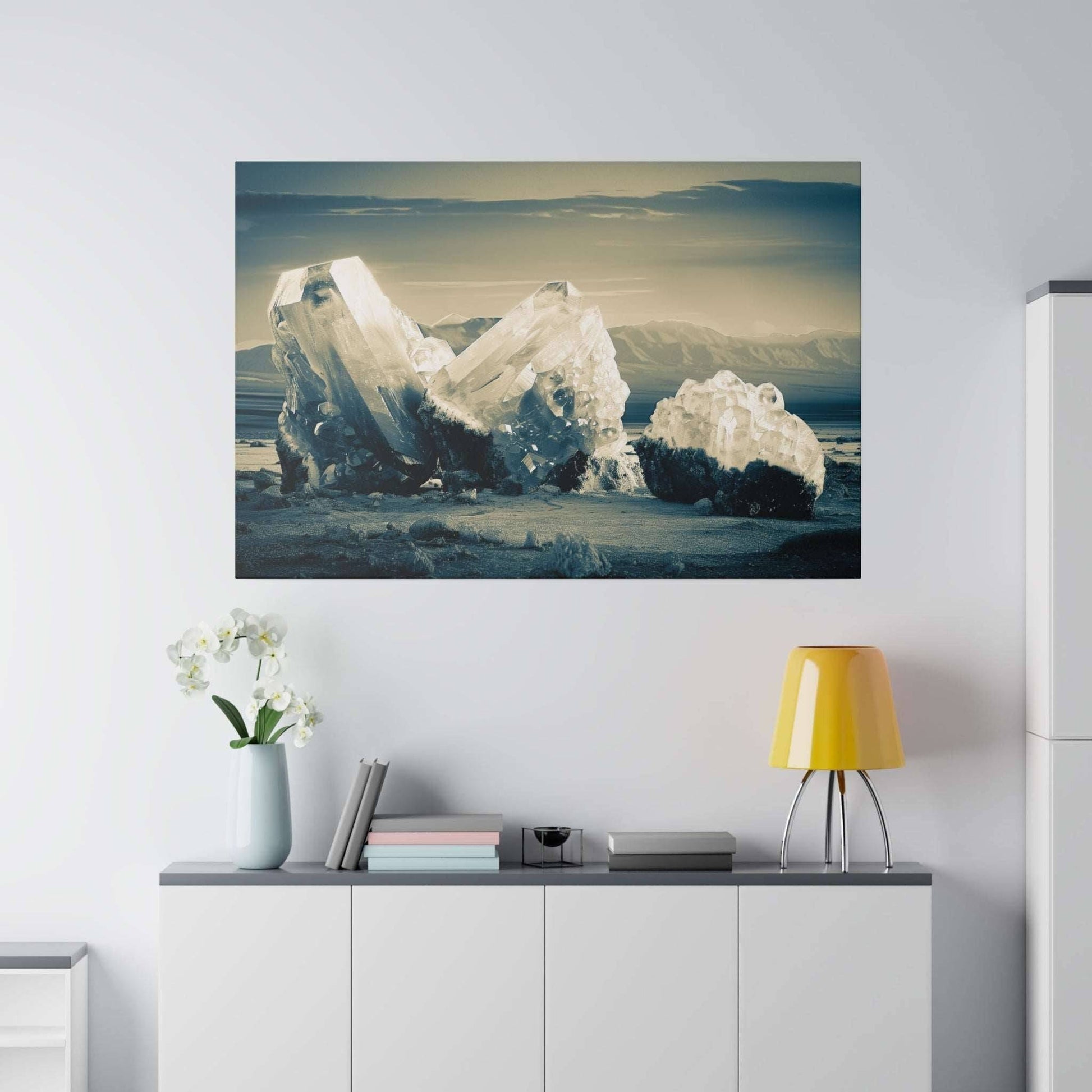 Mystic Crystal Landscape Canvas Art - Serene Desert Radiance