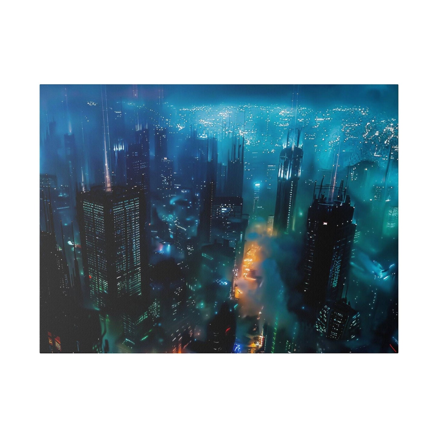 Neon Dreams: Futuristic Cityscape Canvas Art