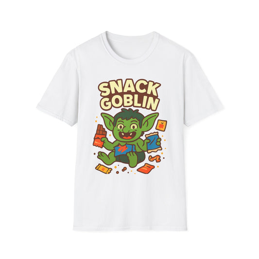 Snack Drawer Goblin artwork shown on the front of a clean studio graphic tee