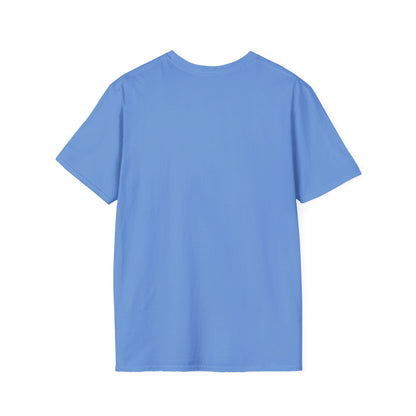 Light blue short-sleeve T-shirt viewed from the back against a white background.