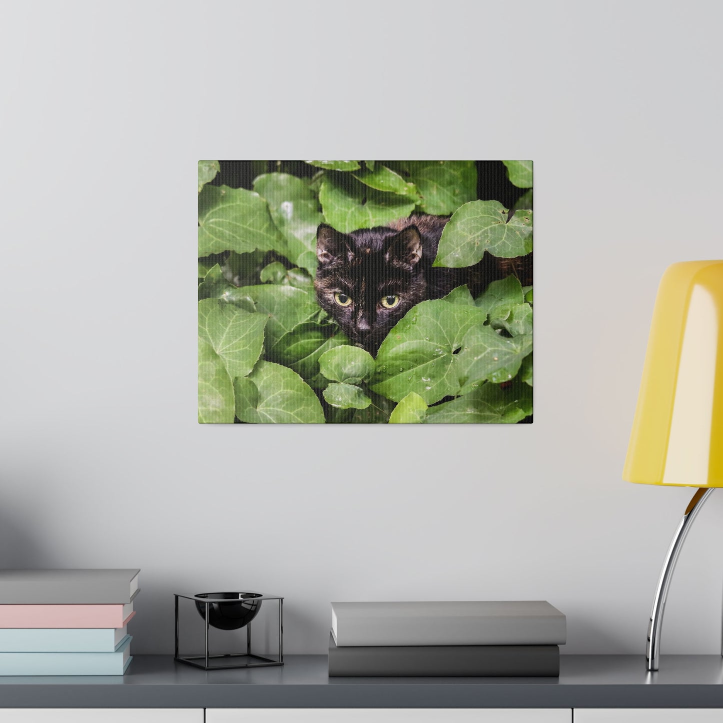 Whimsical Cat in the Garden: Vibrant Nature Canvas Art