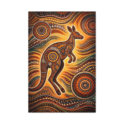 Kangaroo Aboriginal Dot Art Canvas Print – Warm Boho Wall Decor Canvas image 13