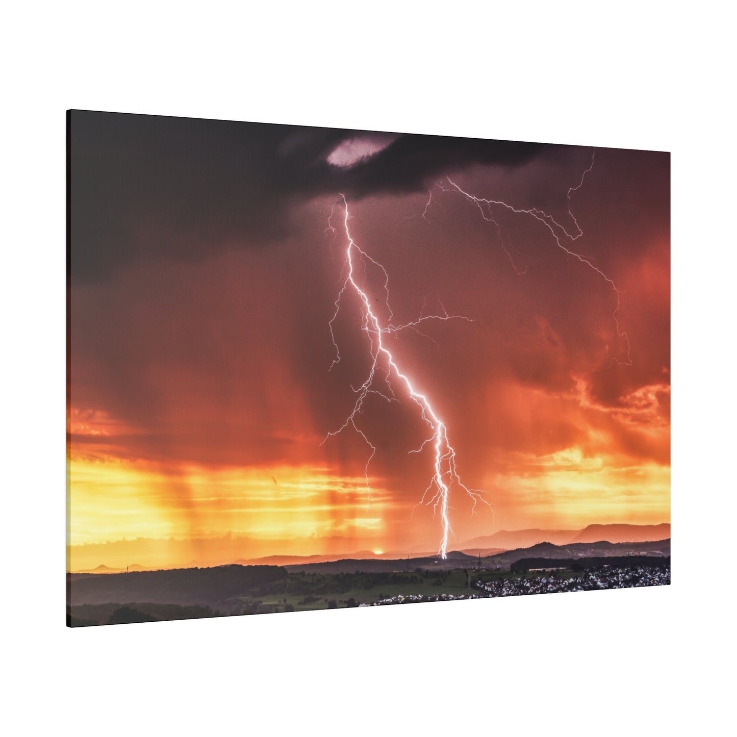 Electrifying Sunset Storm Abstract Art Canvas Wall Art