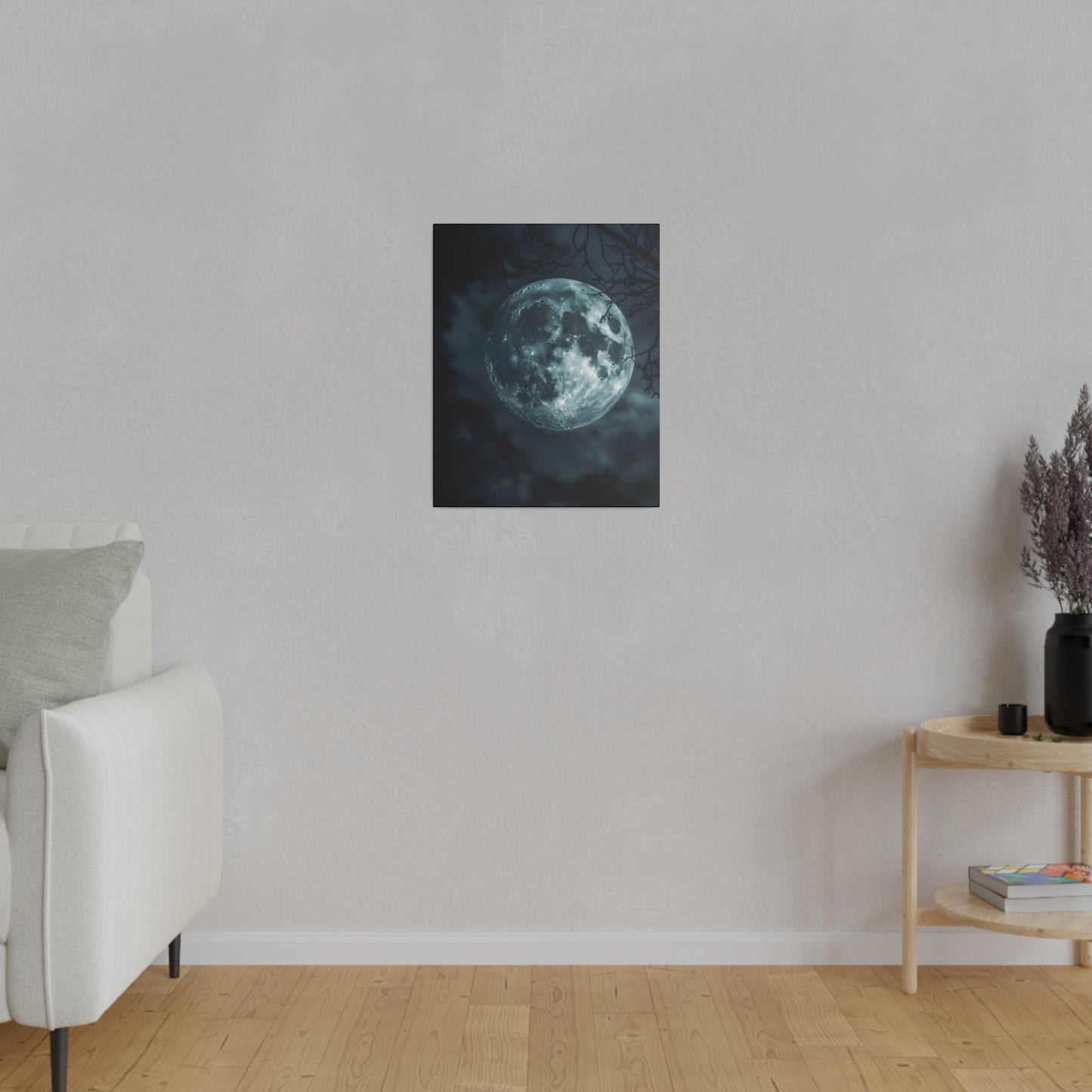 Lunar Whisper: Midnight Moon Canvas Art