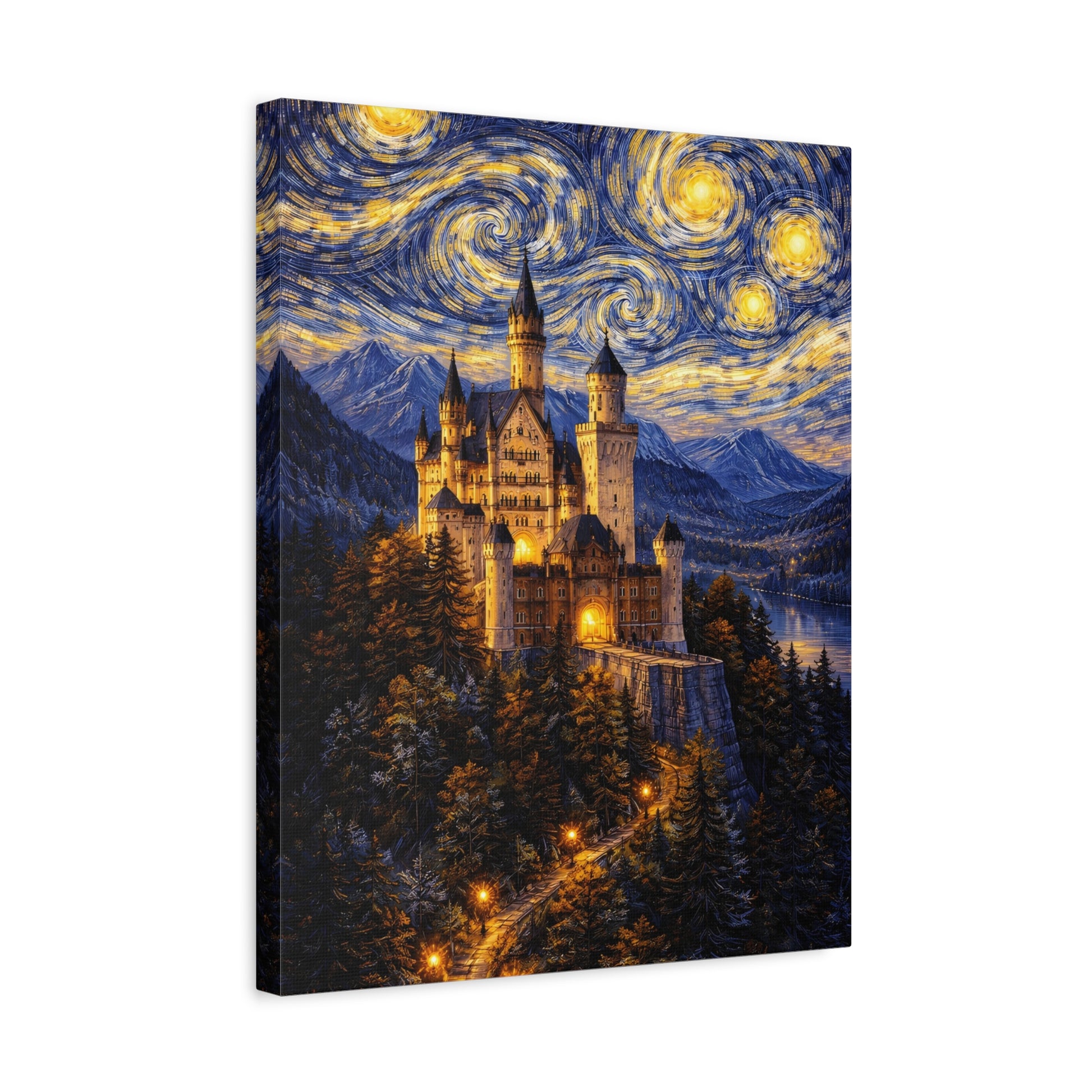 Neuschwanstein Castle Under a Starry Sky – Van Gogh Inspired canvas wall art, product image 33 of 56