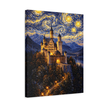 Neuschwanstein Castle Under a Starry Sky – Van Gogh Inspired canvas wall art, product image 33 of 56
