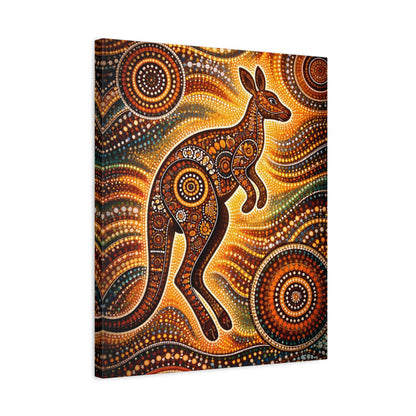 Kangaroo Aboriginal Dot Art Canvas Print – Warm Boho Wall Decor Canvas image 44