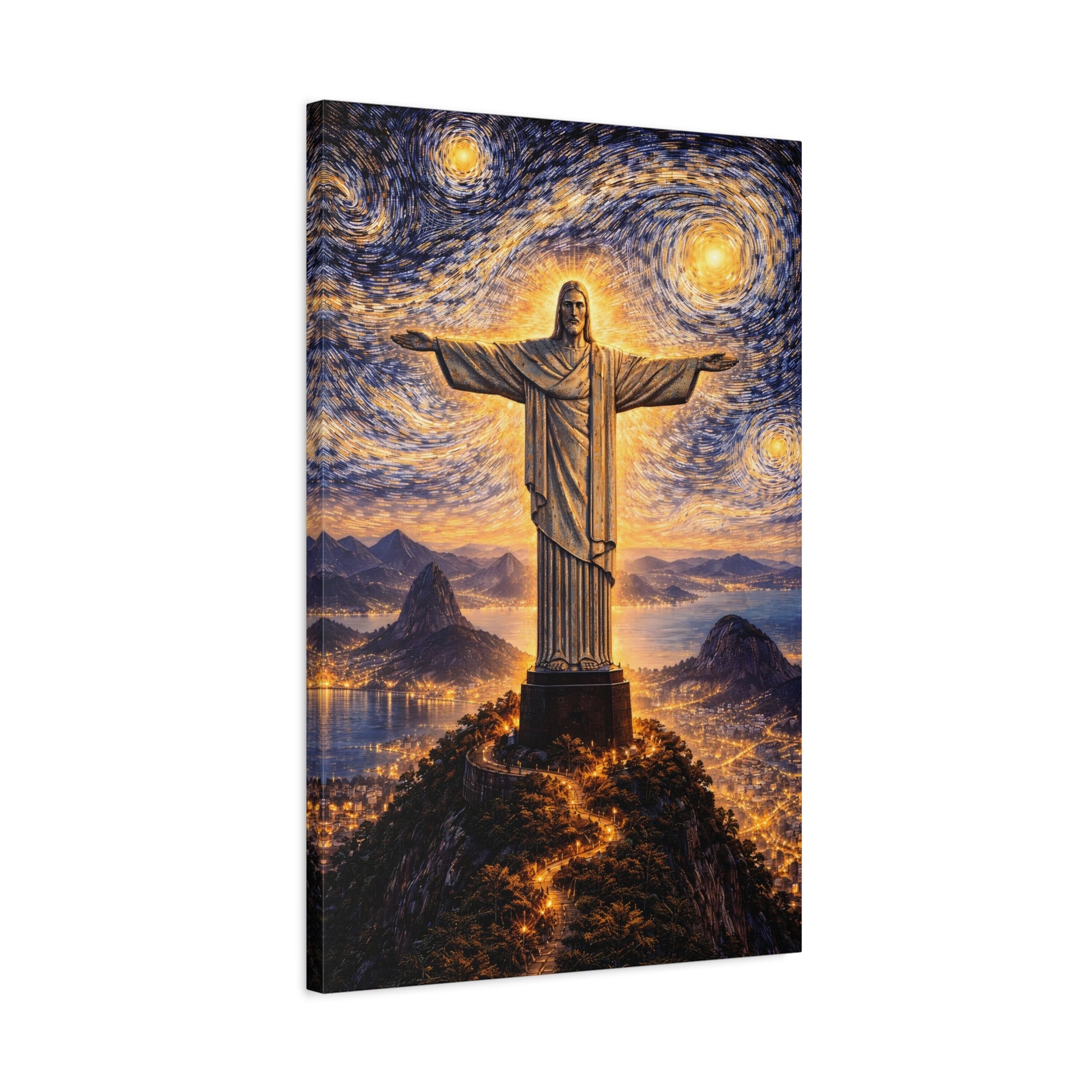 Christ the Redeemer Beneath a Starry Sky – Van Gogh Inspired canvas wall art, product image 44 of 64