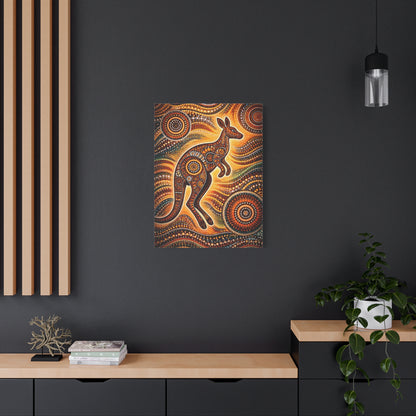 Kangaroo Aboriginal Dot Art Canvas Print – Warm Boho Wall Decor Canvas image 52