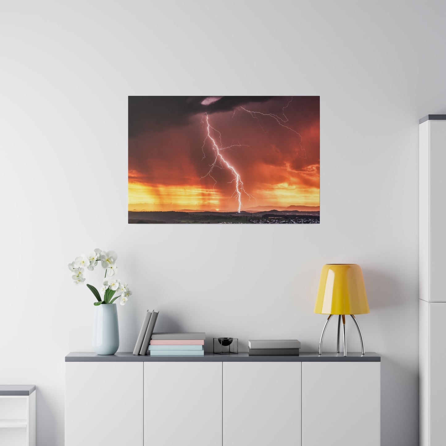 Electrifying Sunset Storm Abstract Art Canvas Wall Art