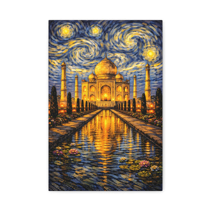 The Taj Mahal in a Starry Dream – Van Gogh Inspired Canvas Print in Van Gogh style canvas art, product image 5 of 60