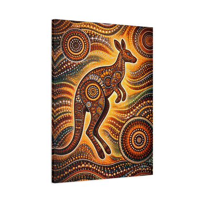 Kangaroo Aboriginal Dot Art Canvas Print – Warm Boho Wall Decor Canvas image 50