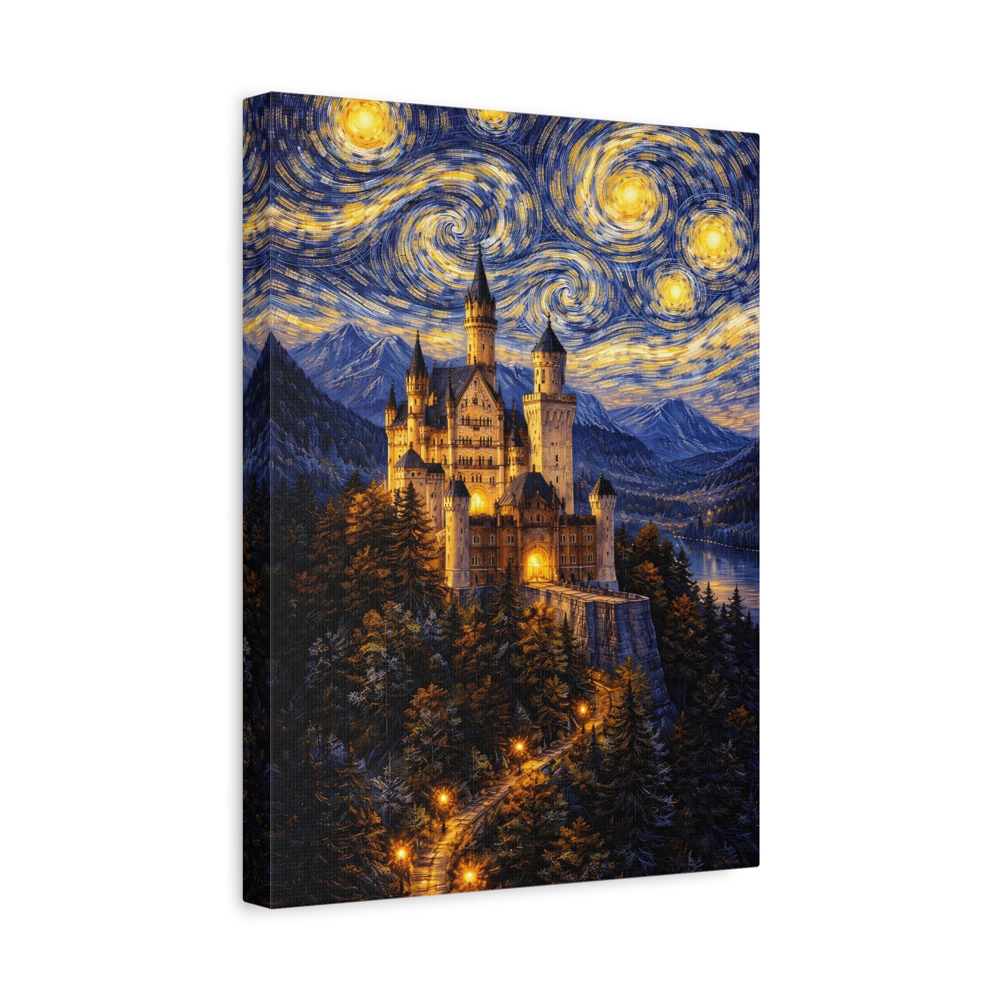 Neuschwanstein Castle Under a Starry Sky – Van Gogh Inspired canvas wall art, product image 24 of 56