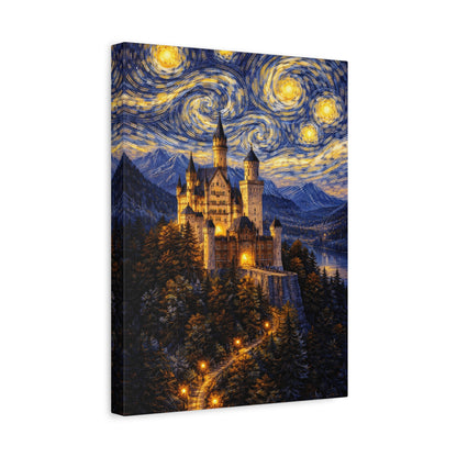 Neuschwanstein Castle Under a Starry Sky – Van Gogh Inspired canvas wall art, product image 24 of 56