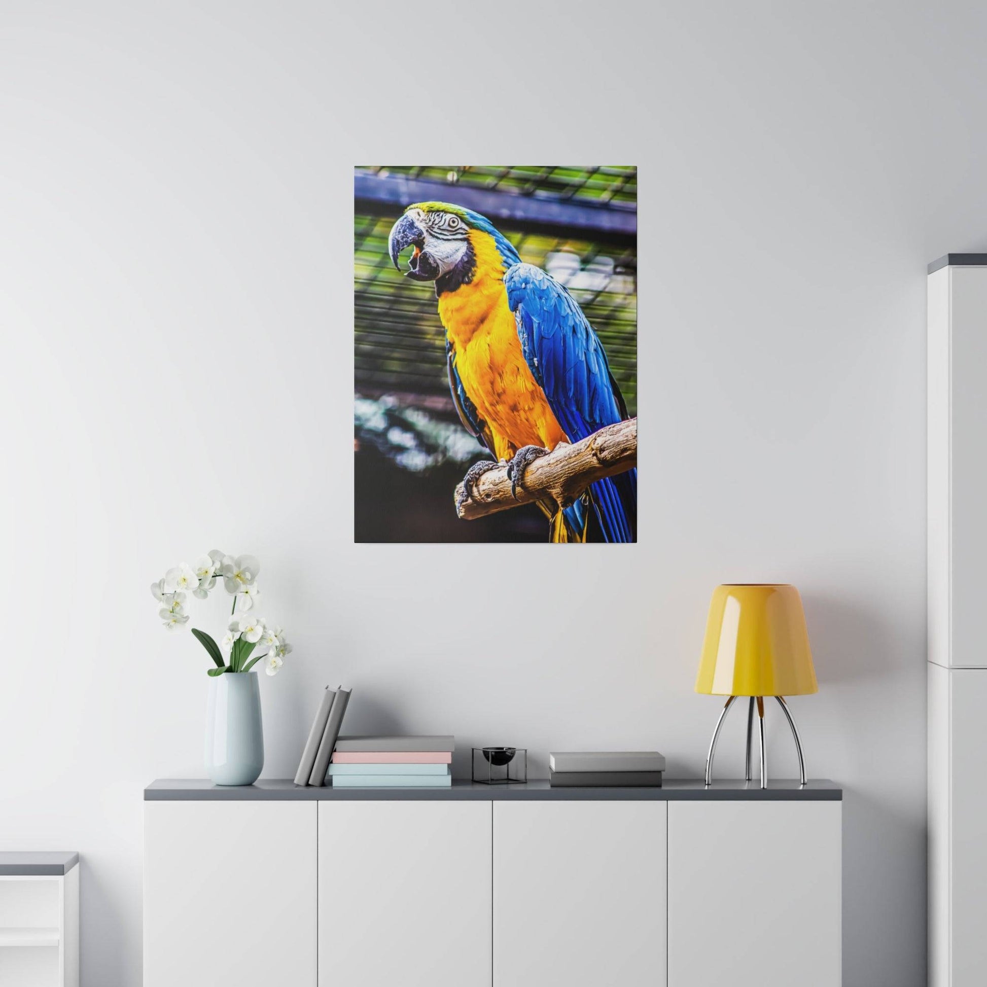 Vibrant Tropics: Macaw Parrot Canvas Print - A Splash of Jungle Colors