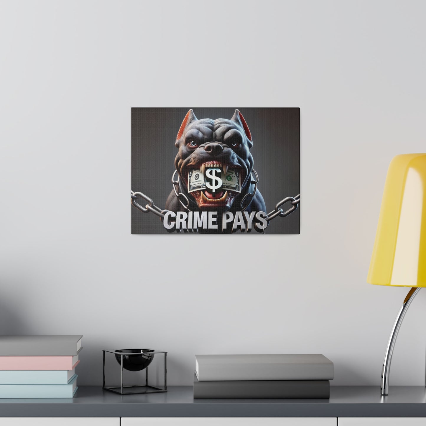 Crime Pays Pitbull Canvas: Fierce and Edgy 4K Artwork