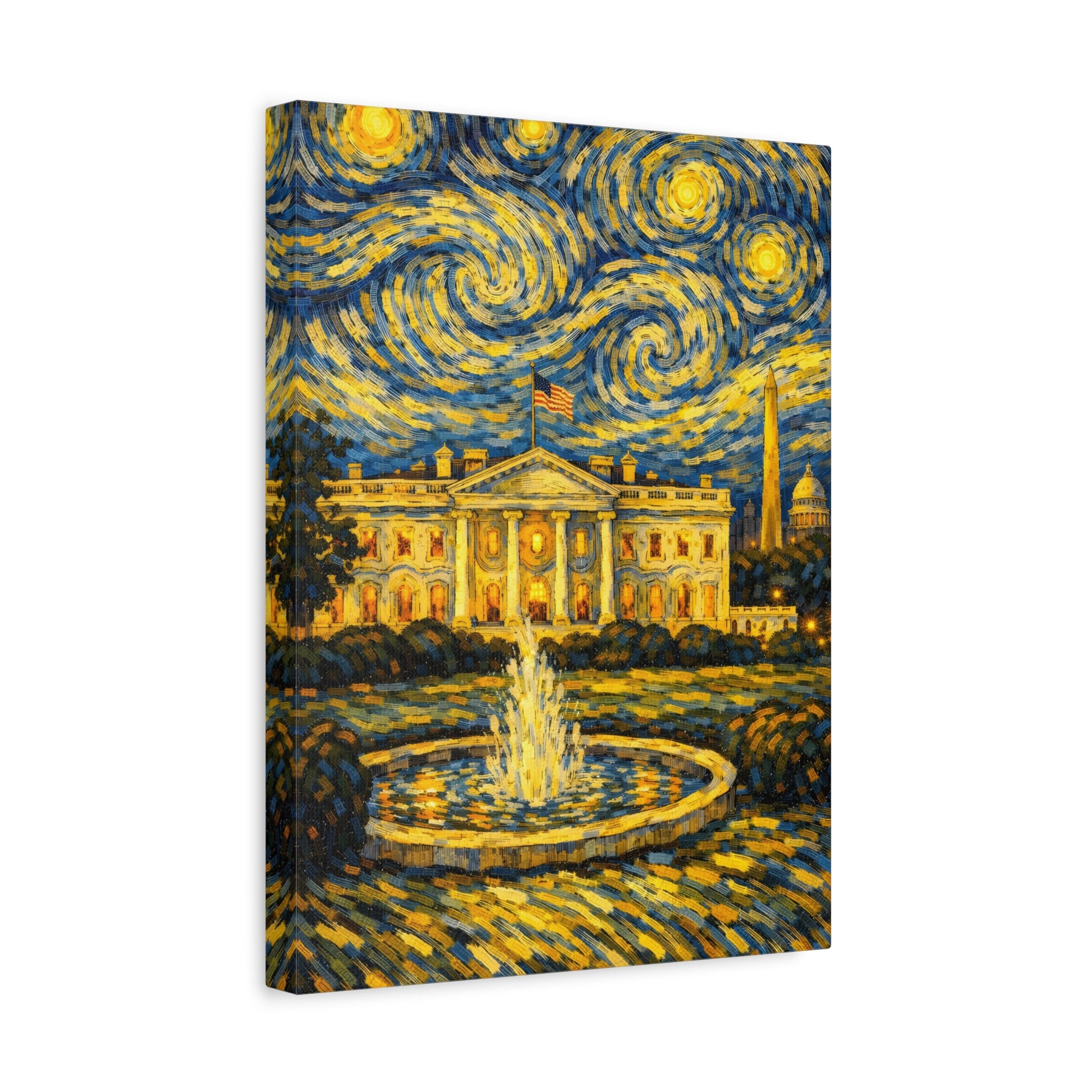 The White House Beneath a Starry Sky – Van Gogh Inspired Canvas Print in Van Gogh style canvas art, product image 27 of 68