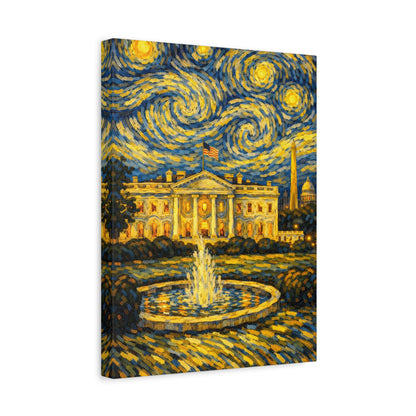 The White House Beneath a Starry Sky – Van Gogh Inspired Canvas Print in Van Gogh style canvas art, product image 27 of 68