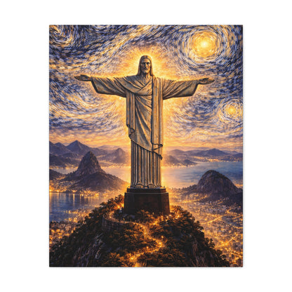 Christ the Redeemer Beneath a Starry Sky – Van Gogh Inspired canvas wall art, product image 11 of 64