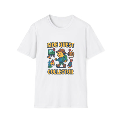 Side Quest Collector artwork shown on the front of a clean studio graphic tee