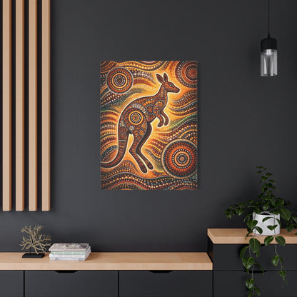 Kangaroo Aboriginal Dot Art Canvas Print – Warm Boho Wall Decor Canvas image 58