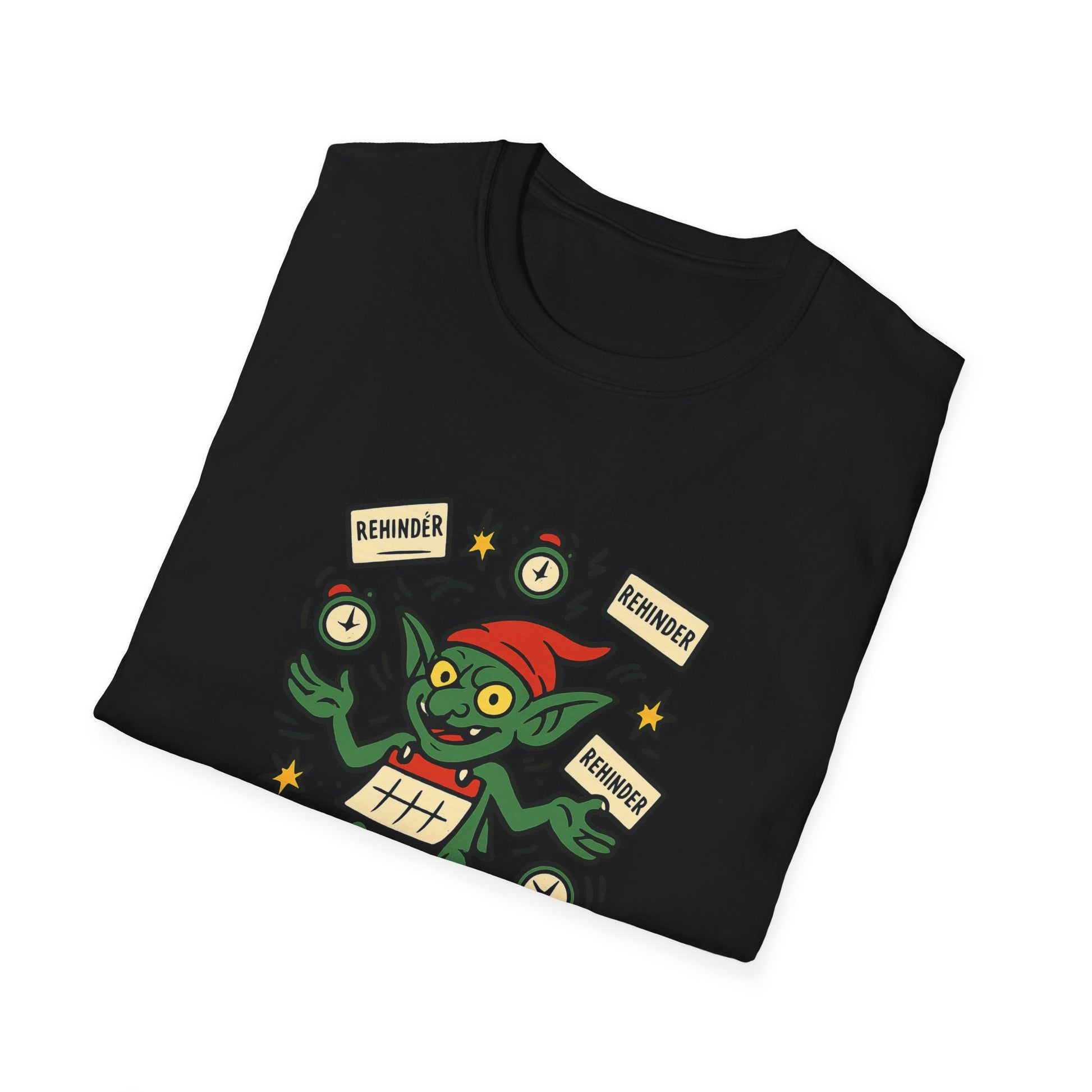 Additional product view of the Calendar Goblin design on a graphic shirt