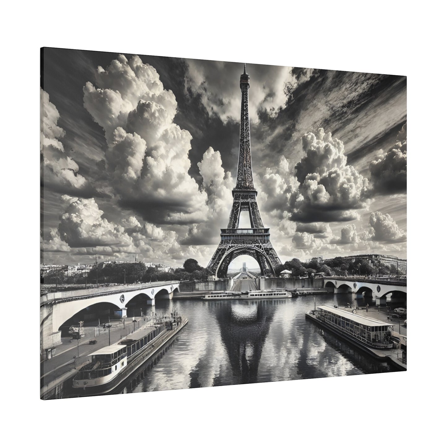 Monochrome Eiffel Tower Canvas with Black and White Surroundings